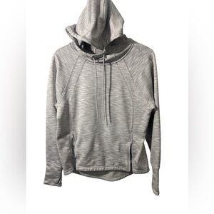 Athleta Spacedye Hoodie Women's X Small White Heather Mock Neck Side Zippers